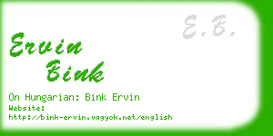 ervin bink business card